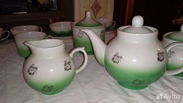 Чайный сервиз Дулево виноградный, лист, зеленый