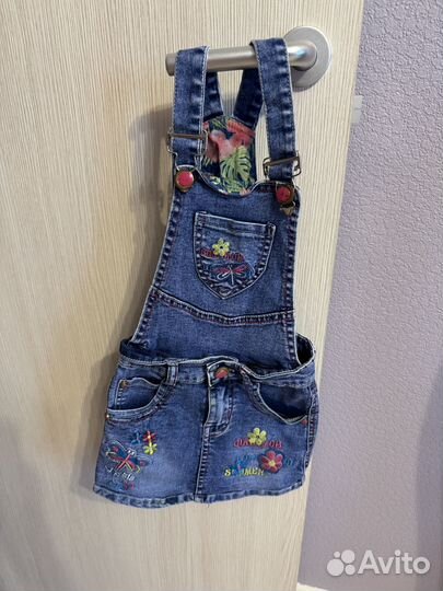 Джинсовый сарафан для девочки 98-104