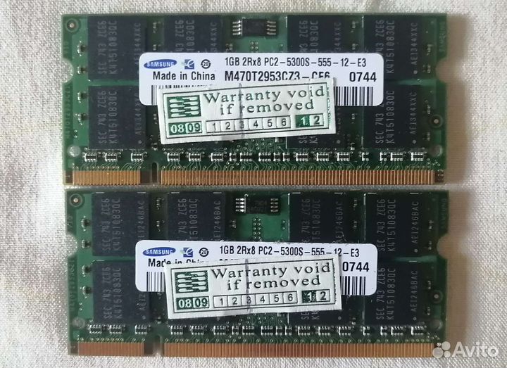 Эконом-комплект SO-DiMM DDR2 2x512Mb для ноутбука
