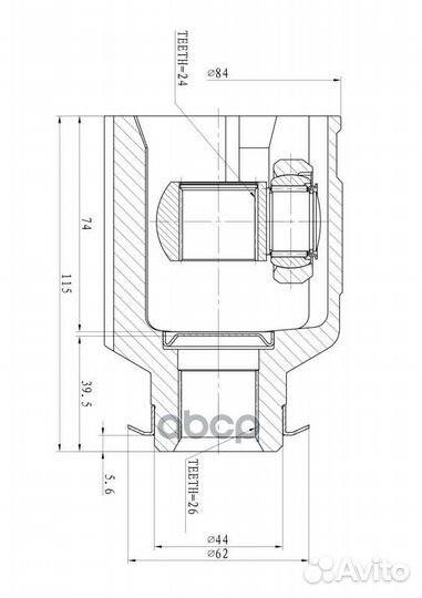 Шрус внутренний правый 24x44x26 GIK04029 ganz