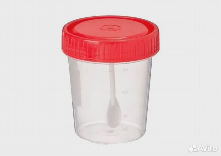 Контейнер для сбора биоматериала с лопаткой, 60 мл