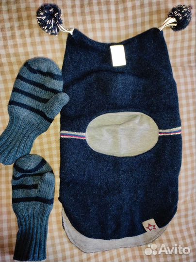 Шапка шлем варежки