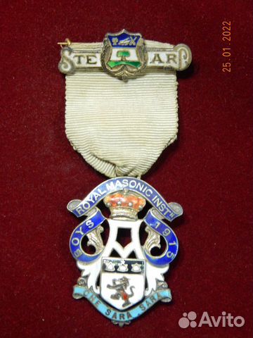 Rmib, Steward, 1915 год, Англия, масонская медаль