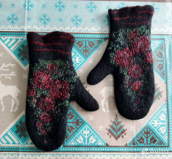 Варежки шерсть валяние