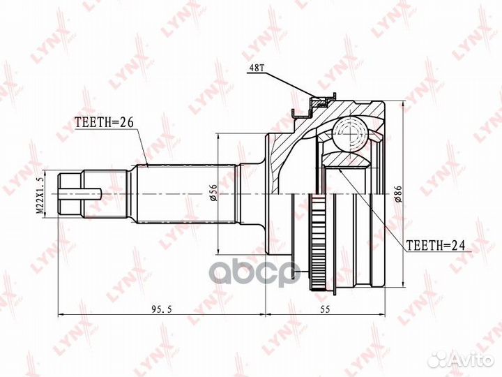 ШРУС toyota camry/RAV4 -00 наружн. CO7509A lynx