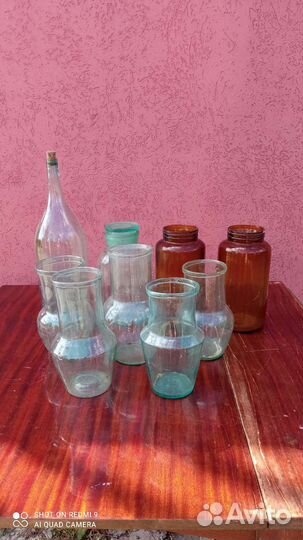 Стеклянные крынки и банки, старинные