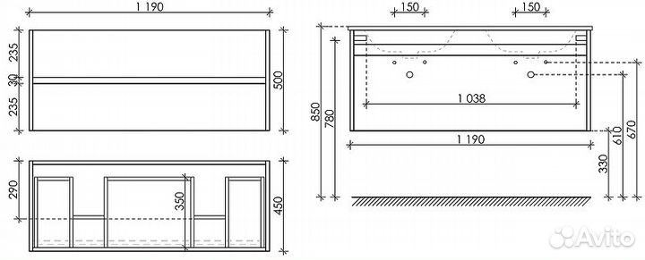 Тумба под раковину Sancos Smart 120 SM120-2E подв