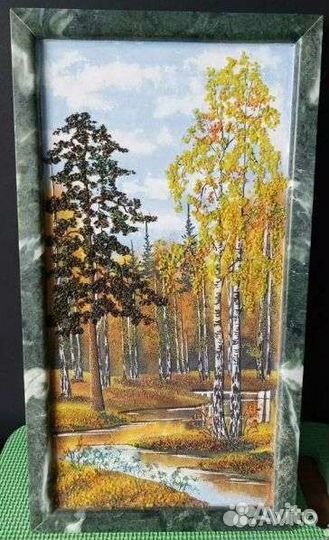 Панно из камня змеевик