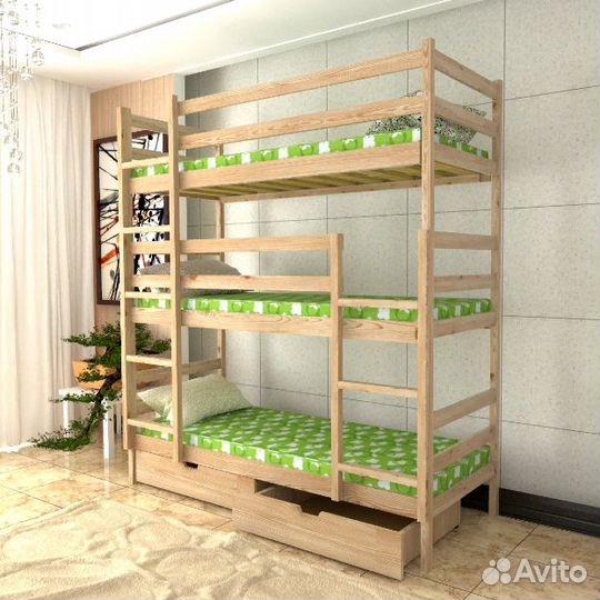 Трехярусная кровать в стиле IKEA