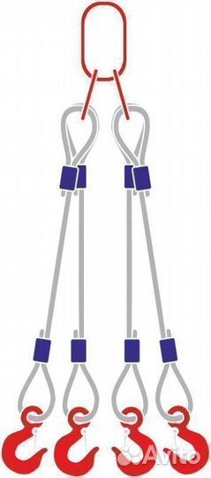 Строп канатный с 4 крюками 6,3Тх2М
