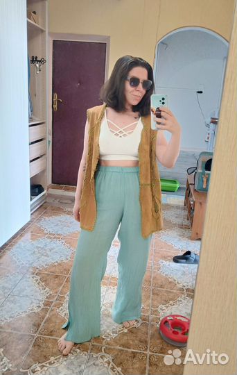 Замшевая хиппи жилетка camel