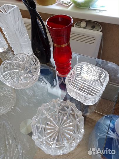 Хрусталь, вазы,пепельница салатницы