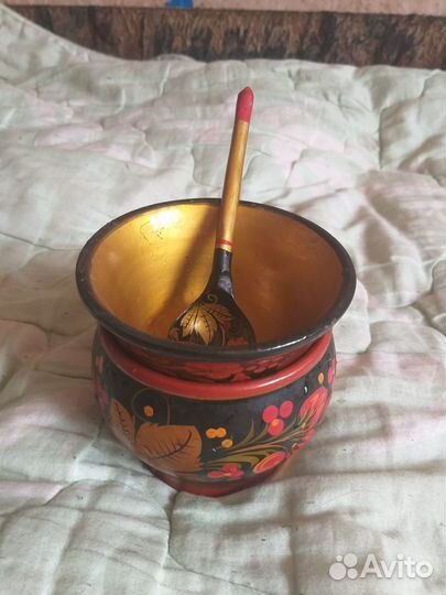 Набор деревянный под хохлому+2 кружечки в подарок