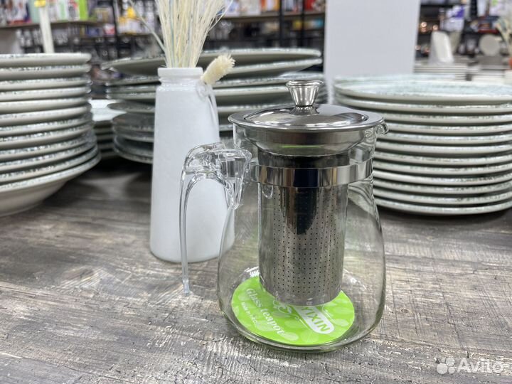 Чайник заварочный стеклянный 650 мл с ситечком для
