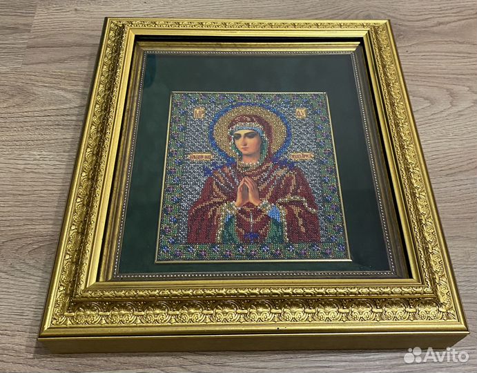 Икона Богородица бисер вышивка ручная работа