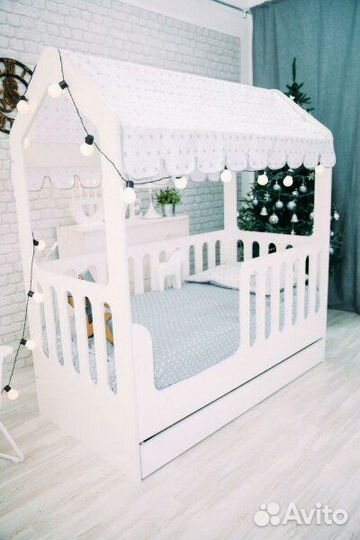 Кровать-Домик с ящиком Белый 160х80