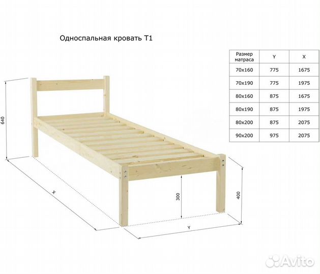 Односпальная кровать GreenMebel Т1