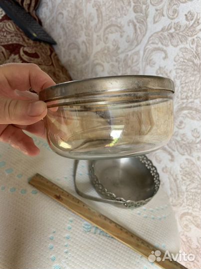 Конфетница СССР. Стекло и металл