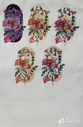 Цветочное пано с эскизами