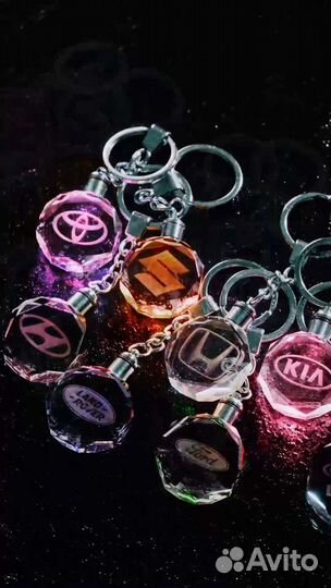 Брелок кристалл прозрачный с подсветкой mercedes