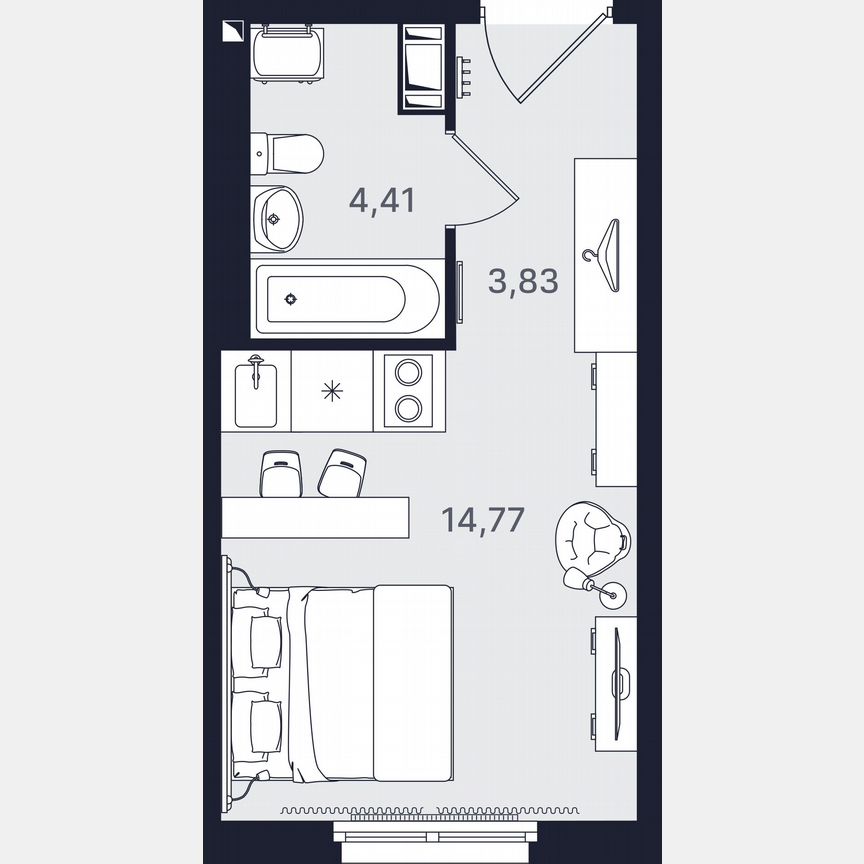 Апартаменты-студия, 23 м², 5/24 эт.
