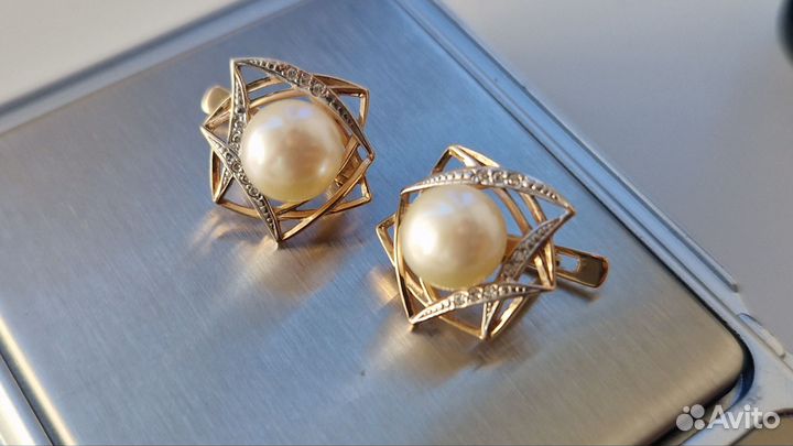 Золотые серьги 585 с жемчугом