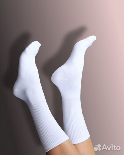 Носки белые в рубчик