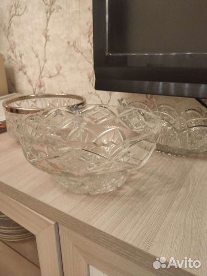 Конфетница хрустальная с мельхиором