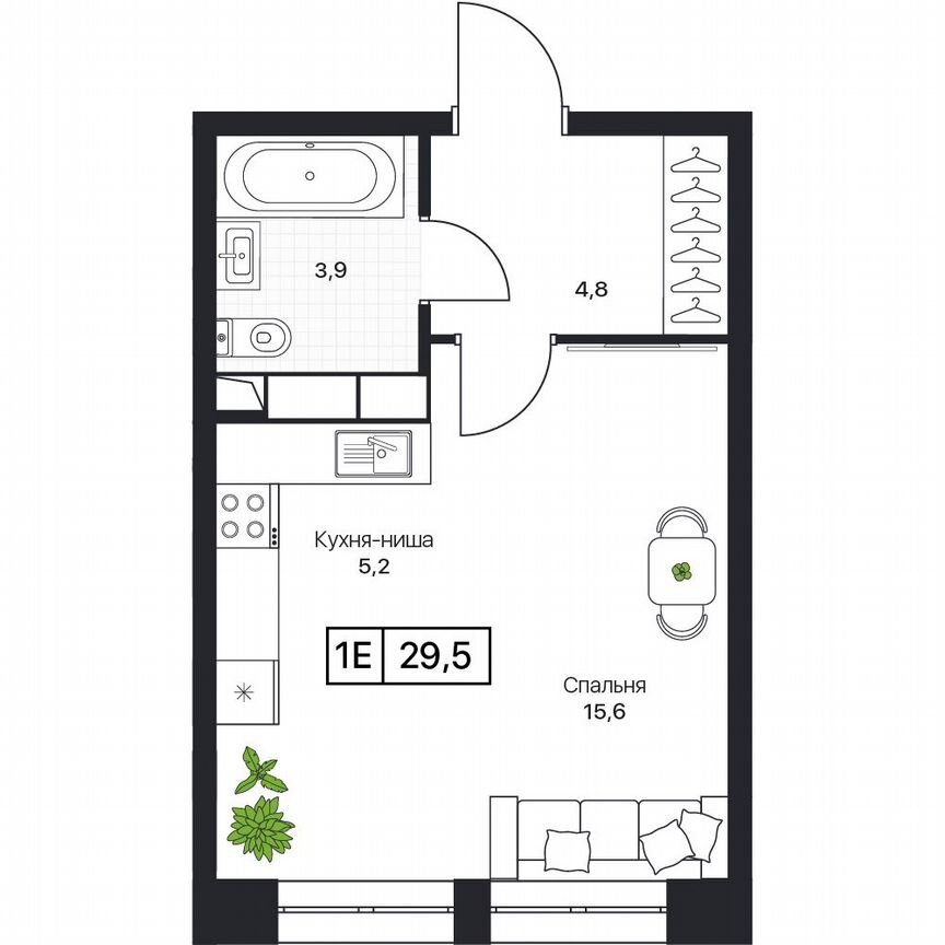 1-к. квартира, 29,5 м², 4/17 эт.