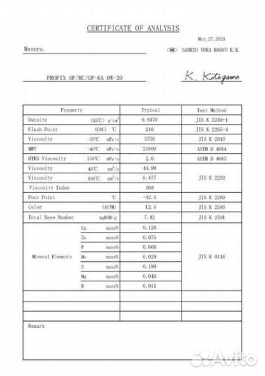 Моторное масло ProFix 0W-20 SP/GF-6A 1л,4л, 20л