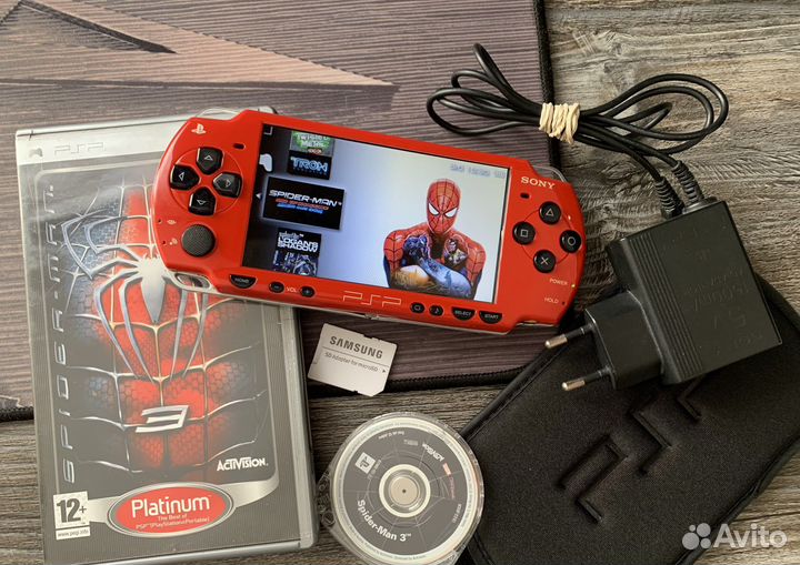 Sony PSP 2008 Spiderman Edition, 64gb, 400+ игр