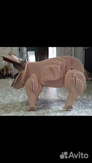 Деревянная игрушка-бегемот. Поделка