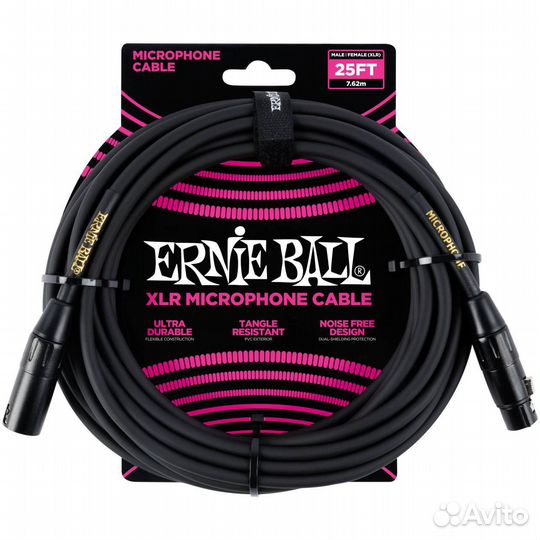 Кабель микрофонный, XLR-XLR, 7,62м Ernie Ball 6073