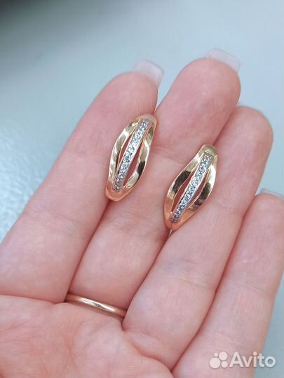 Полновесные золотые серьги