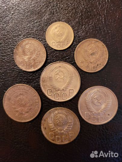 Монеты СССР 1, 2, 3 коп. 30 - 40-е годы