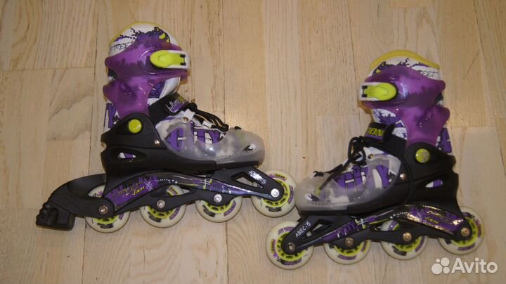 Роликовые коньки для девочки раздвижные б/у 30-33
