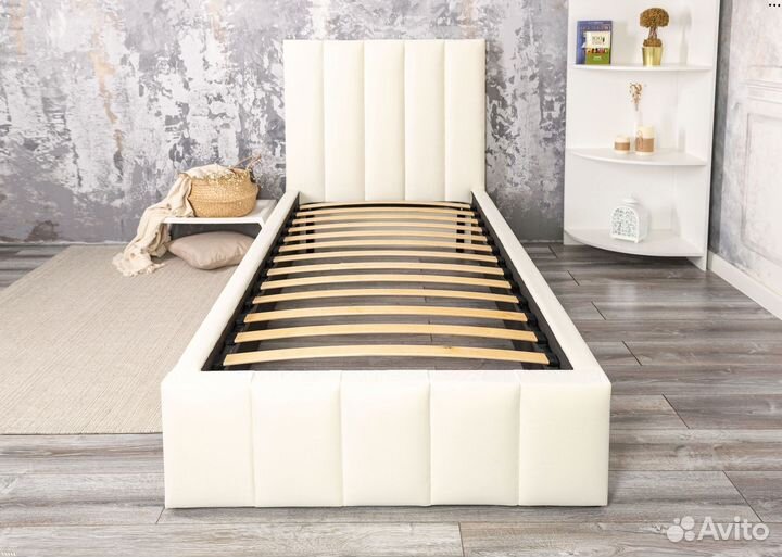 Кровать 80х200 велюр слоновая кость Богема