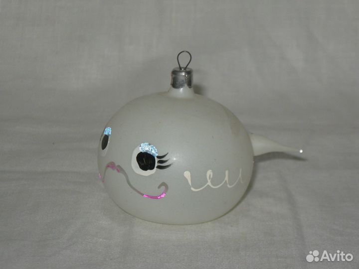Елочная игрушка. Рыба-Кит. Стекло. СССР