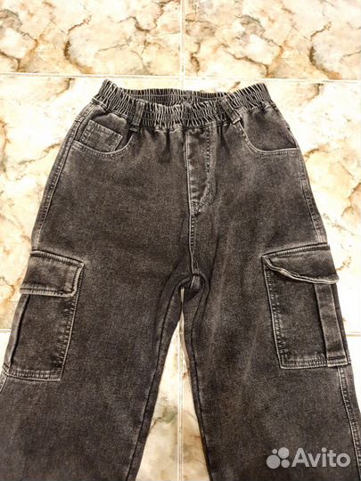 Джинсы джоггеры на флисе