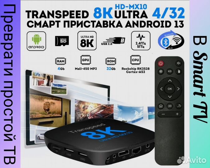 TV-приставка,Transpeed,13Android,RK3528,4/32Gb