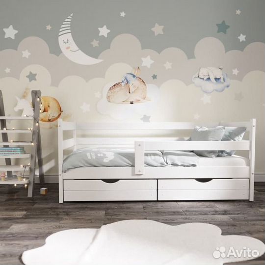 Кроватка берёза детская софа высокий борт