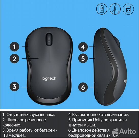 Беспроводная мышь Logitech M185, красный