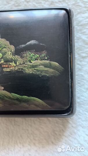 Портсигар старый Китай. Дерево, роспись