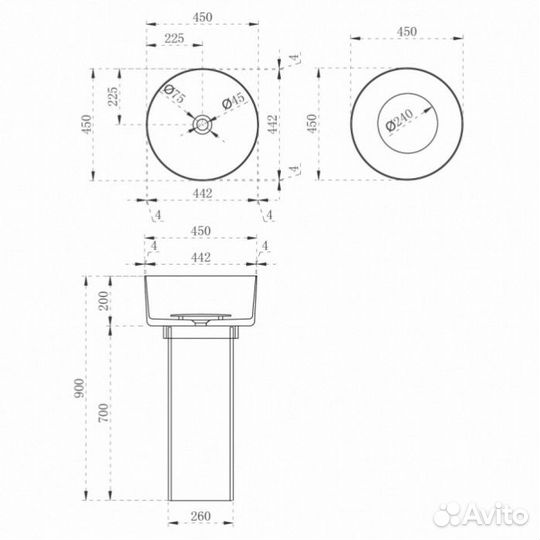 Раковина Abber Kristall AT2702Aquamarin