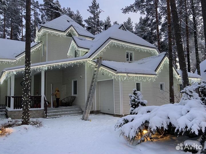 Контурная подсветка/украшение домов