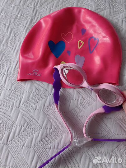 Шапочка и очки для плавания для девочки