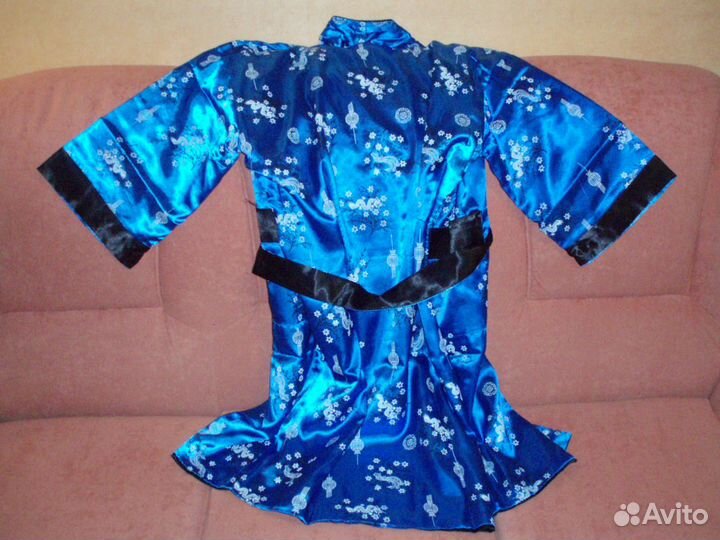 Кимано Унисекс Шелк Двухсторонее Синее+ Черное