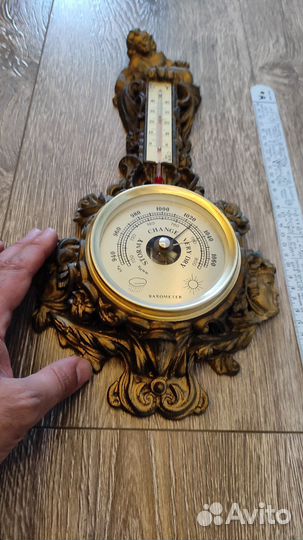 Винтажный крупный немецкий барометр-термометр