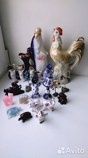 Фигурки - керамика, гжель, нат.камень