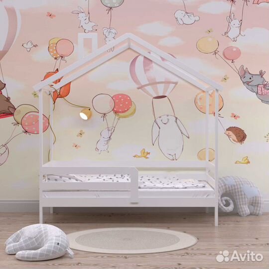 Кроватка для малышаТеремок из массива с бортиком